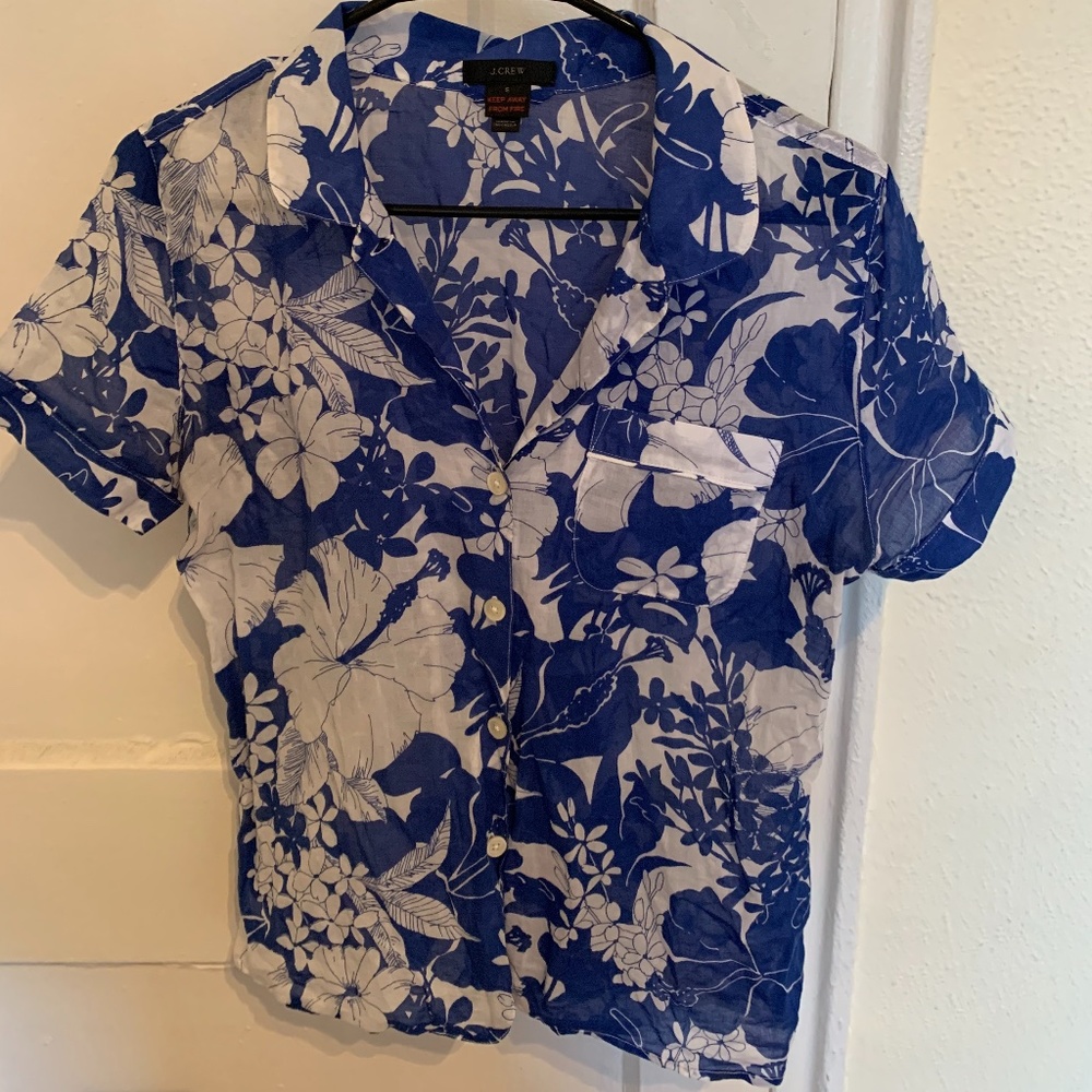 J.Crew Short Sleeve Patterned Button Down